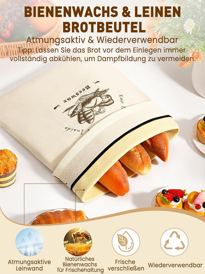 Kinver BeeFresh™️    Premium-Brotbeutel aus Baumwolle und Bienenwachs