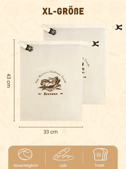 Kinver BeeFresh™️    Premium-Brotbeutel aus Baumwolle und Bienenwachs